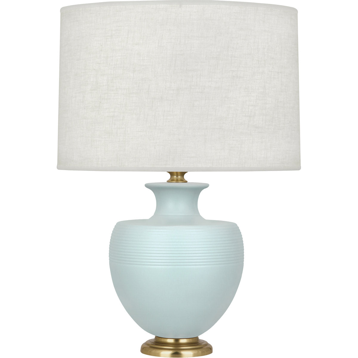 Robert Abbey  Michael Berman Matte Sky Blue Michael Berman Atlas Table Lamp in Matte Sky Blue Glazed Ceramic with Modern Brass Accents MSB21