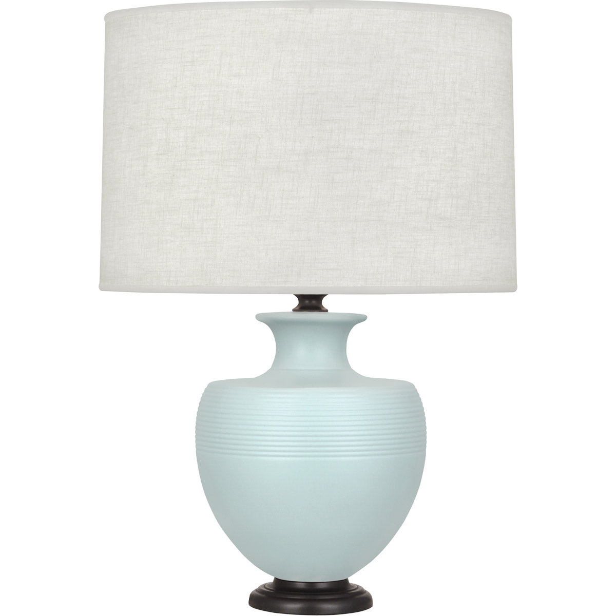 Robert Abbey  Michael Berman Matte Sky Blue Michael Berman Atlas Table Lamp in Matte Sky Blue Glazed Ceramic with Deep Patina Bronze Accents MSB22