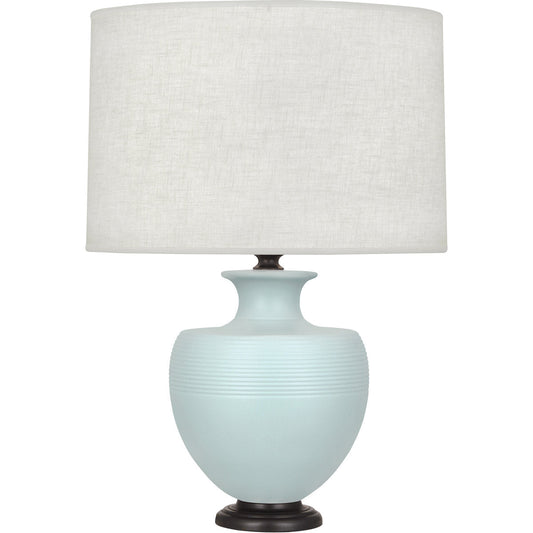 Robert Abbey  Michael Berman Matte Sky Blue Michael Berman Atlas Table Lamp in Matte Sky Blue Glazed Ceramic with Deep Patina Bronze Accents MSB22