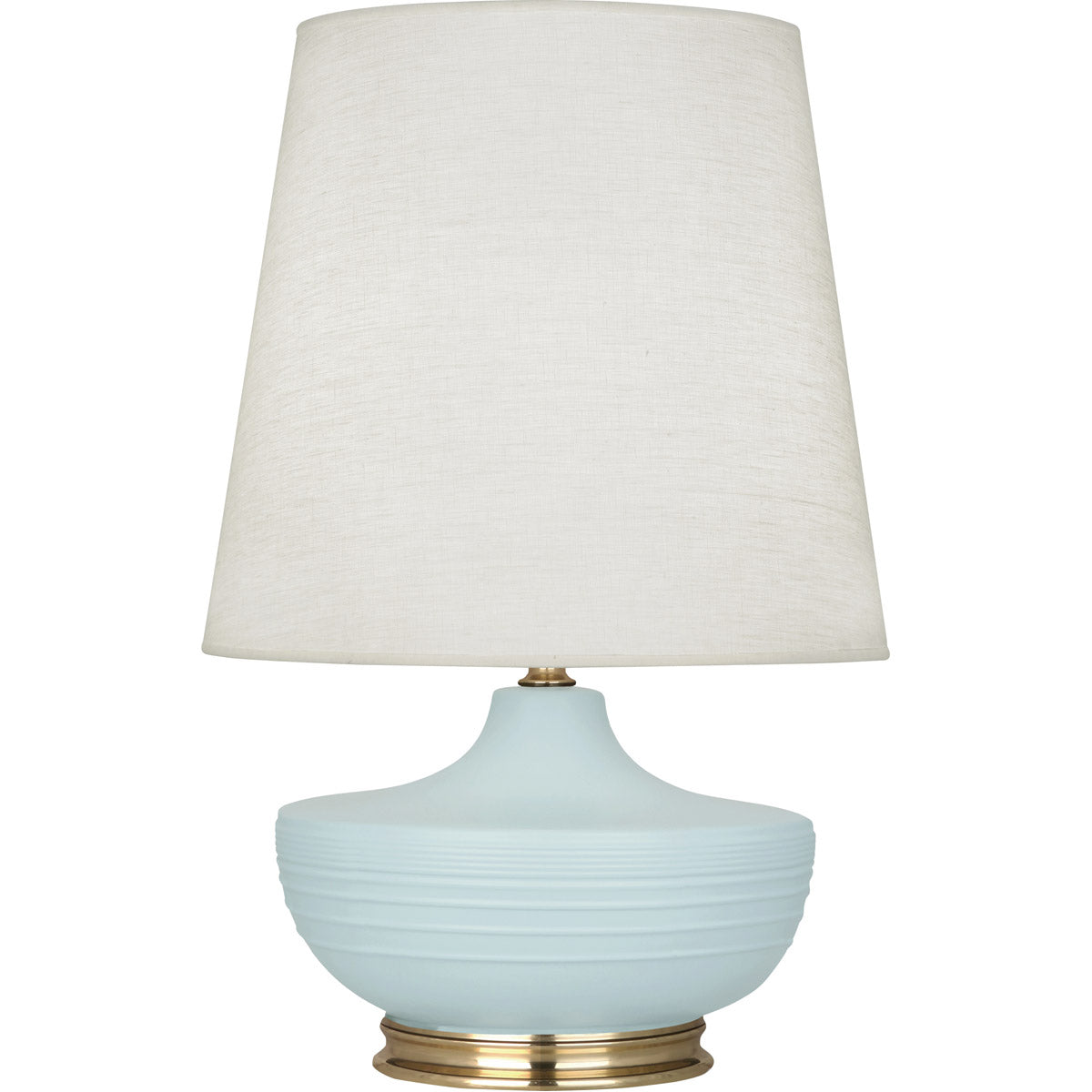 Robert Abbey  Michael Berman Matte Sky Blue Michael Berman Nolan Table Lamp in Matte Sky Blue Glazed Ceramic with Modern Brass Accents MSB24