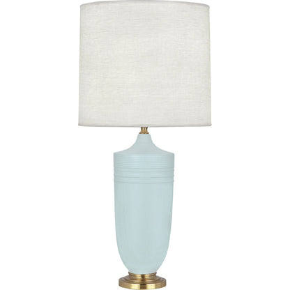 Robert Abbey  Michael Berman Matte Sky Blue Michael Berman Hadrian Table Lamp in Matte Sky Blue Glazed Ceramic with Modern Brass Accents MSB27