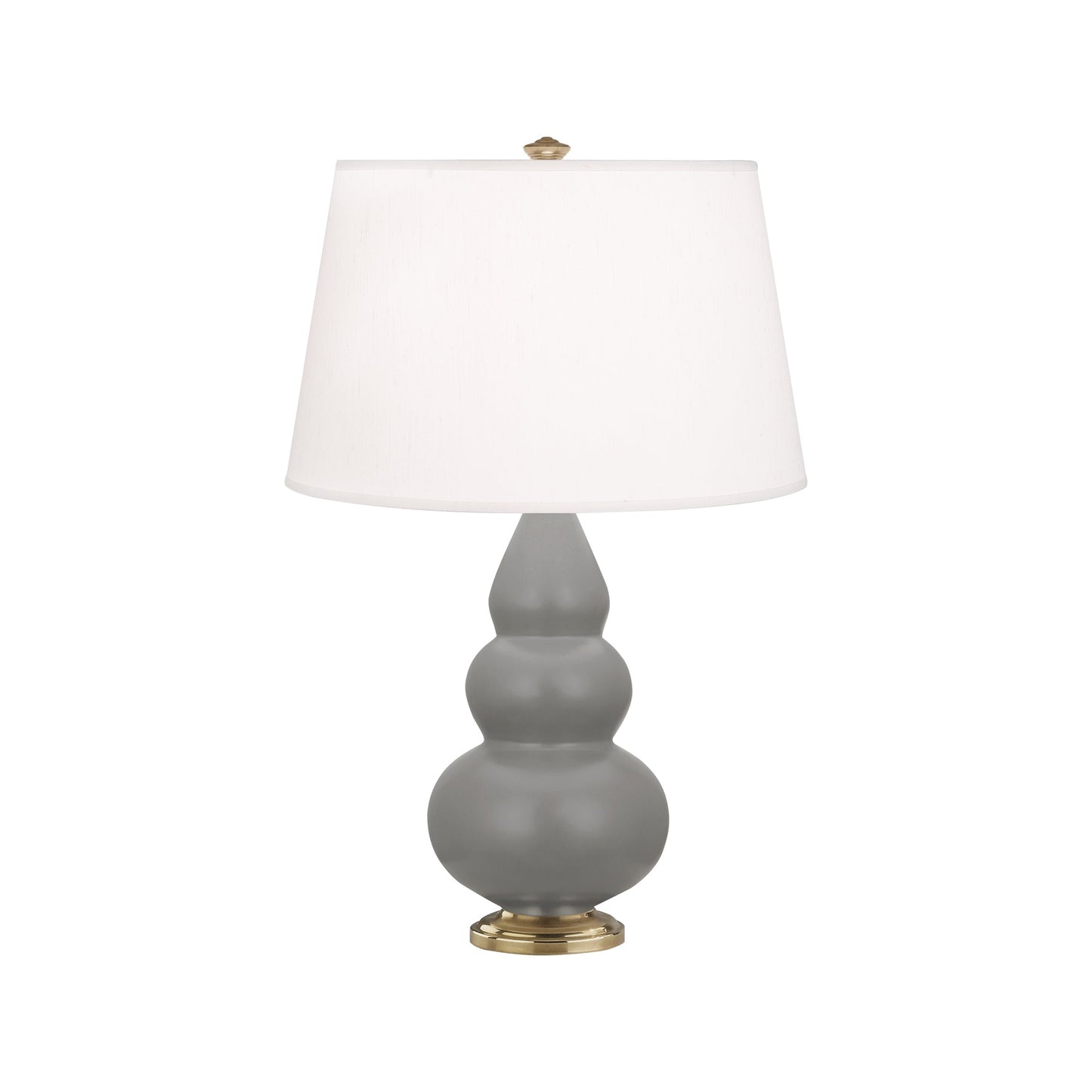 Robert Abbey  Matte Smoky Taupe Small Triple Gourd Accent Lamp in Matte Smoky Taupe Glazed Ceramic with Antique Natural Brass Finished Accents MST30