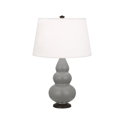 Robert Abbey  Matte Smoky Taupe Small Triple Gourd Accent Lamp in Matte Smoky Taupe Glazed Ceramic with Deep Patina Bronze Finished Accents MST31