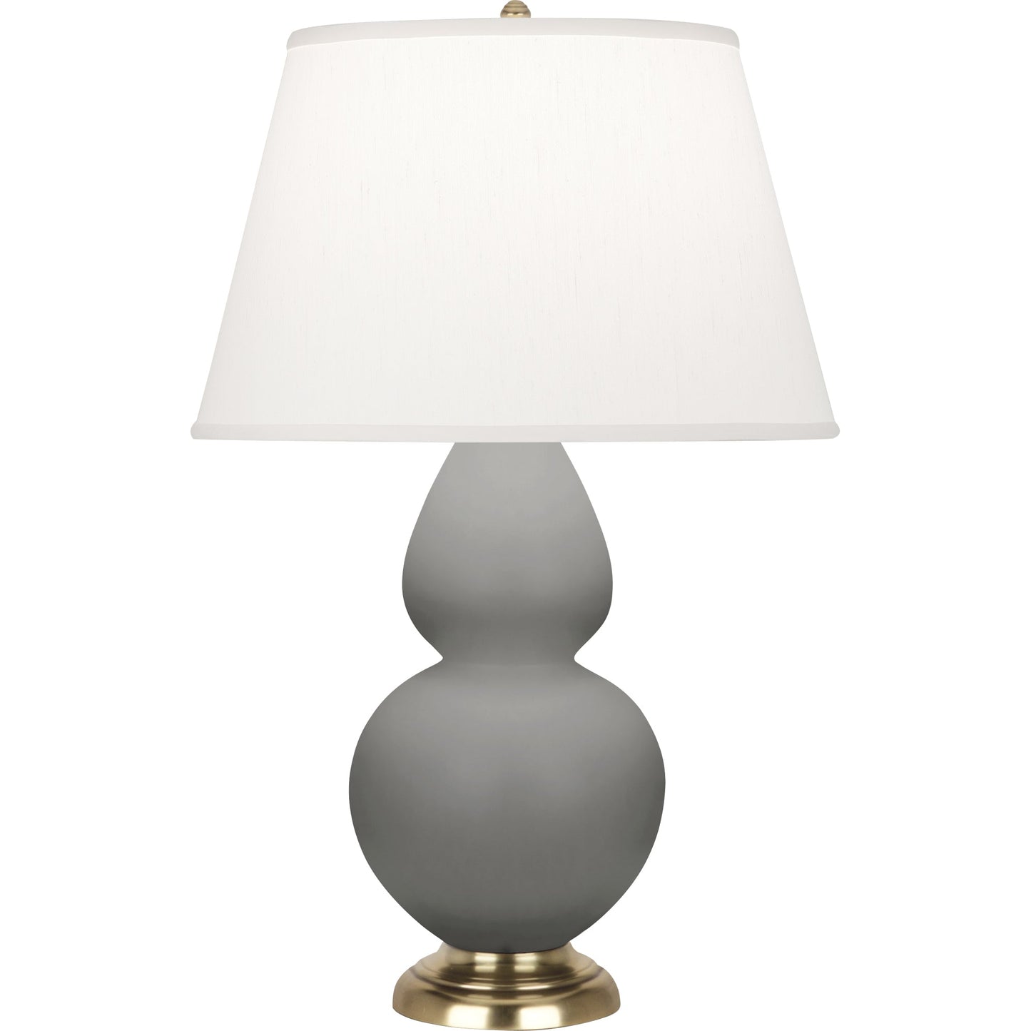 Robert Abbey  Matte Smoky Taupe Double Gourd Table Lamp in Matte Smoky Taupe Glazed Ceramic with Antique Natural Brass Finished Accents MST55