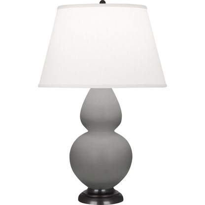 Robert Abbey  Matte Smoky Taupe Double Gourd Table Lamp in Matte Smoky Taupe Glazed Ceramic with Deep Patina Bronze Finished Accents MST57