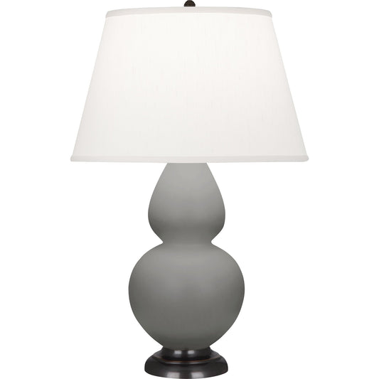 Robert Abbey  Matte Smoky Taupe Double Gourd Table Lamp in Matte Smoky Taupe Glazed Ceramic with Deep Patina Bronze Finished Accents MST57