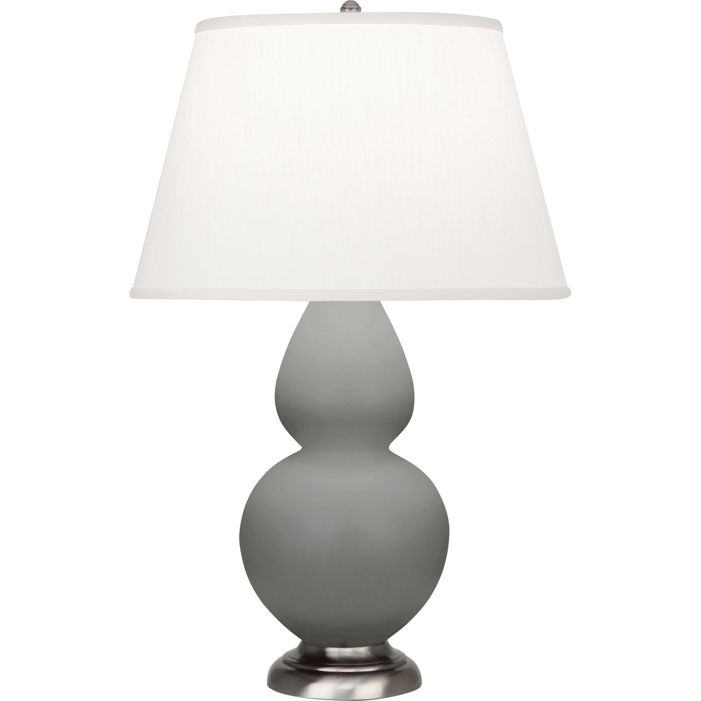 Robert Abbey  Matte Smoky Taupe Double Gourd Table Lamp in Matte Smoky Taupe Glazed Ceramic with Antique Silver Finished Accents MST59