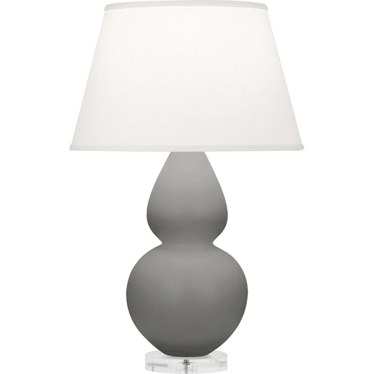 Robert Abbey  Matte Smoky Taupe Double Gourd Table Lamp in Matte Smoky Taupe Glazed Ceramic with Lucite Base MST62