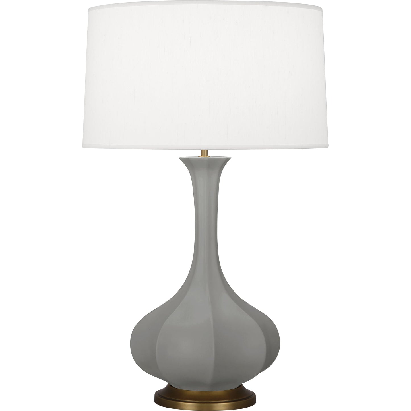 Robert Abbey  Matte Smoky Taupe Pike Table Lamp in Matte Smoky Taupe Glazed Ceramic with Aged Brass Accents MST94