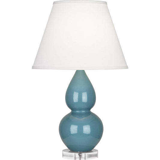 Robert Abbey  Steel Blue Small Double Gourd Accent Lamp in Steel Blue Glazed Ceramic with Lucite Base OB13X