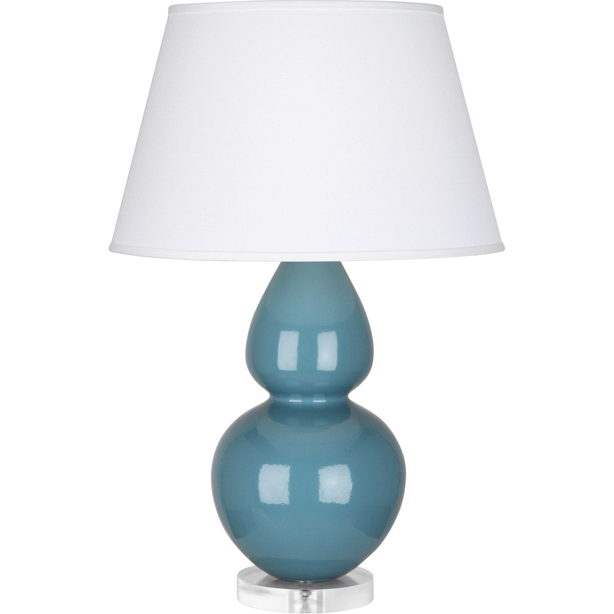 Robert Abbey  Steel Blue Double Gourd Table Lamp in Steel Blue Glazed Ceramic with Lucite Base OB23X