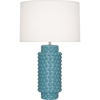 Robert Abbey  Steel Blue Dolly Table Lamp in Steel Blue Glazed Textured Ceramic OB800