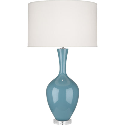 Robert Abbey  Steel Blue Audrey Table Lamp in Steel Blue Glazed Ceramic OB980