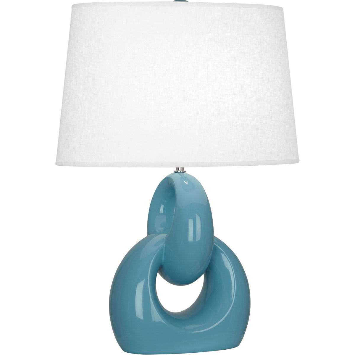 Robert Abbey  Steel Blue Fusion Table Lamp in Steel Blue Glazed Ceramic with Polished Nickel Accents OB981