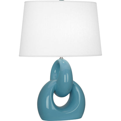 Robert Abbey  Steel Blue Fusion Table Lamp in Steel Blue Glazed Ceramic with Polished Nickel Accents OB981