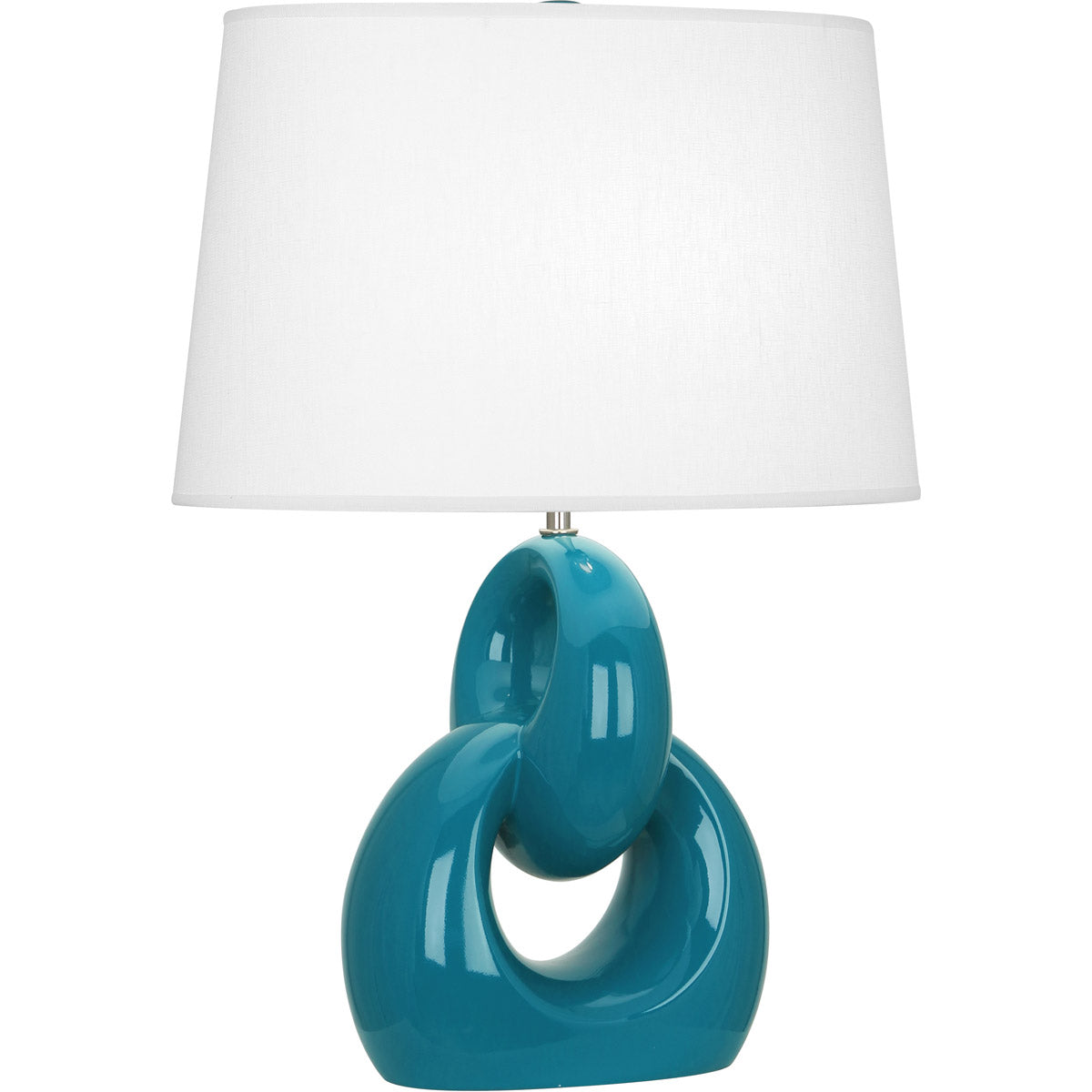 Robert Abbey  Peacock Fusion Table Lamp in Peacock Glazed Ceramic with Polished Nickel Accents PC981