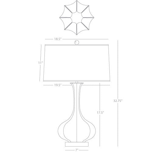 Robert Abbey  Peacock Pike Table Lamp in Peacock Glazed Ceramic with Lucite Base PC996