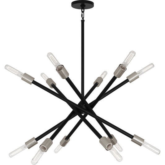 Robert Abbey  Thatcher Chandelier in Polished Nickel Finish With Matte Black Accents S219