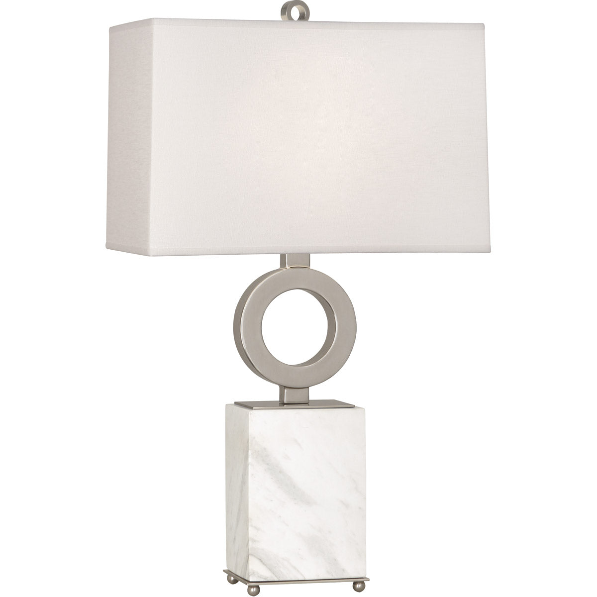 Robert Abbey  Oculus Table Lamp in Antique Silver Finish with White Marble Base S405