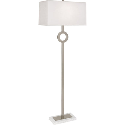 Robert Abbey  Oculus Floor Lamp in Antique Silver Finish with White Marble Base S406