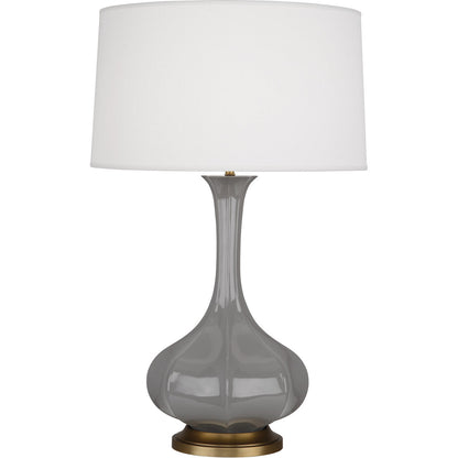 Robert Abbey  Smokey Taupe Pike Table Lamp in Smoky Taupe Glazed Ceramic with Aged Brass Accents ST994