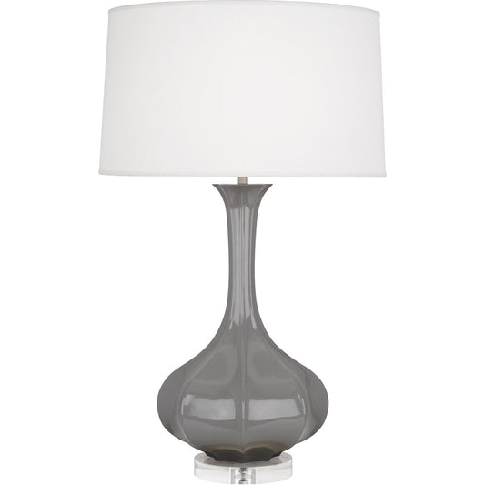 Robert Abbey  Smokey Taupe Pike Table Lamp in Smoky Taupe Glazed Ceramic with Lucite Base ST996