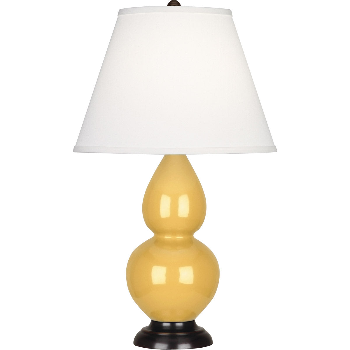 Robert Abbey  Sunset Small Double Gourd Accent Lamp in Sunset Yellow Glazed Ceramic with Deep Patina Bronze Finished Accents SU11X