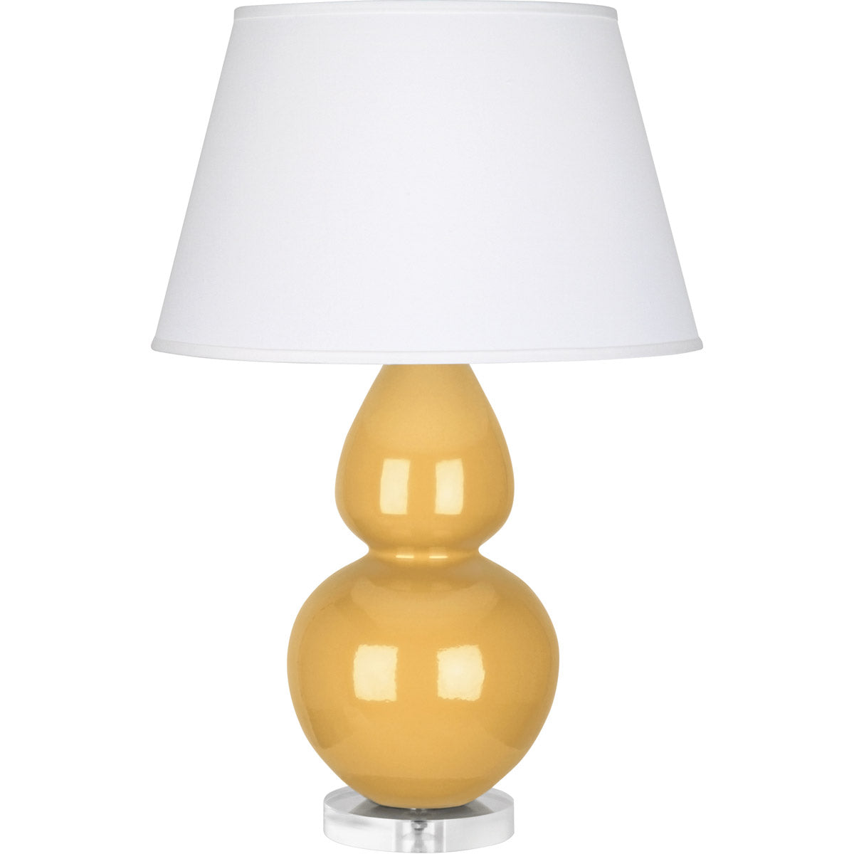 Robert Abbey  Sunset Double Gourd Table Lamp in Sunset Yellow Glazed Ceramic with Lucite Base SU23X