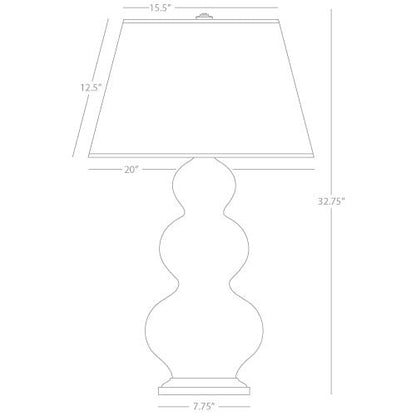 Robert Abbey  Sunset Triple Gourd Table Lamp in Sunset Yellow Glazed Ceramic with Deep Patina Bronze Finished Accents SU41X