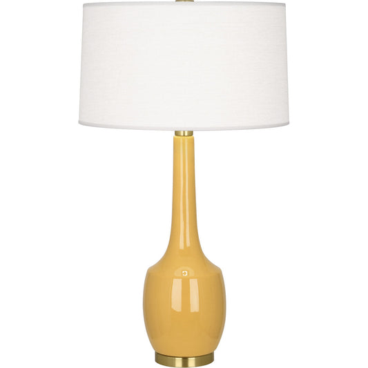 Robert Abbey  Sunset Delilah Table Lamp in Antique Brass Finish with Sunset Yellow Glazed Ceramic SU701