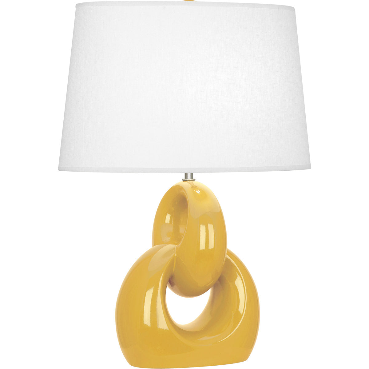 Robert Abbey  Sunset Fusion Table Lamp in Sunset Yellow Glazed Ceramic with Polished Nickel Accents SU981