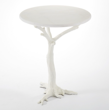 Global Views WHITE FAUX BOIS SIDE TABLE 8.81027IN