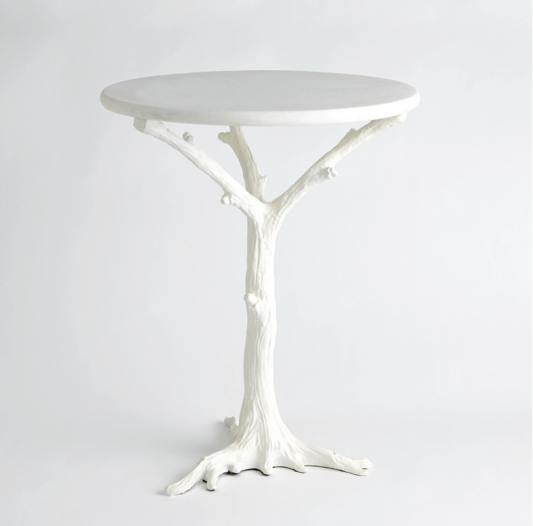 Global Views WHITE FAUX BOIS SIDE TABLE 8.81027IN