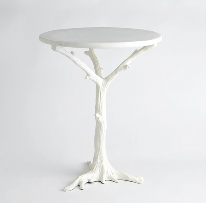 Global Views WHITE FAUX BOIS SIDE TABLE 8.81027IN