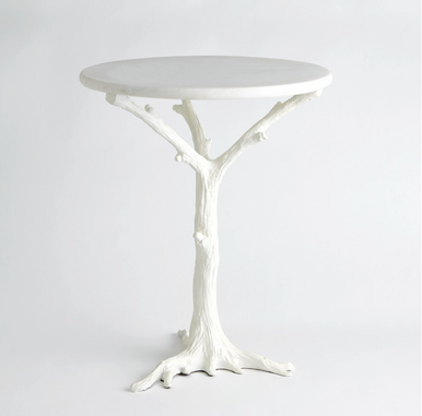 Global Views WHITE FAUX BOIS SIDE TABLE 8.81027IN