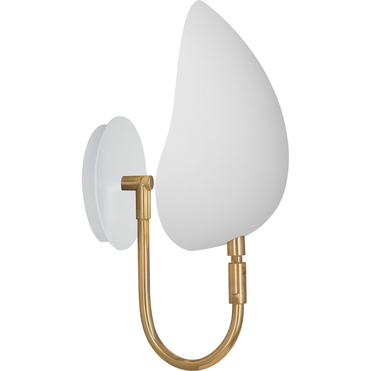 Robert Abbey Rico Espinet Racer Wall Sconce in Modern Brass Finish with Satin White Adjustable Shades W1524