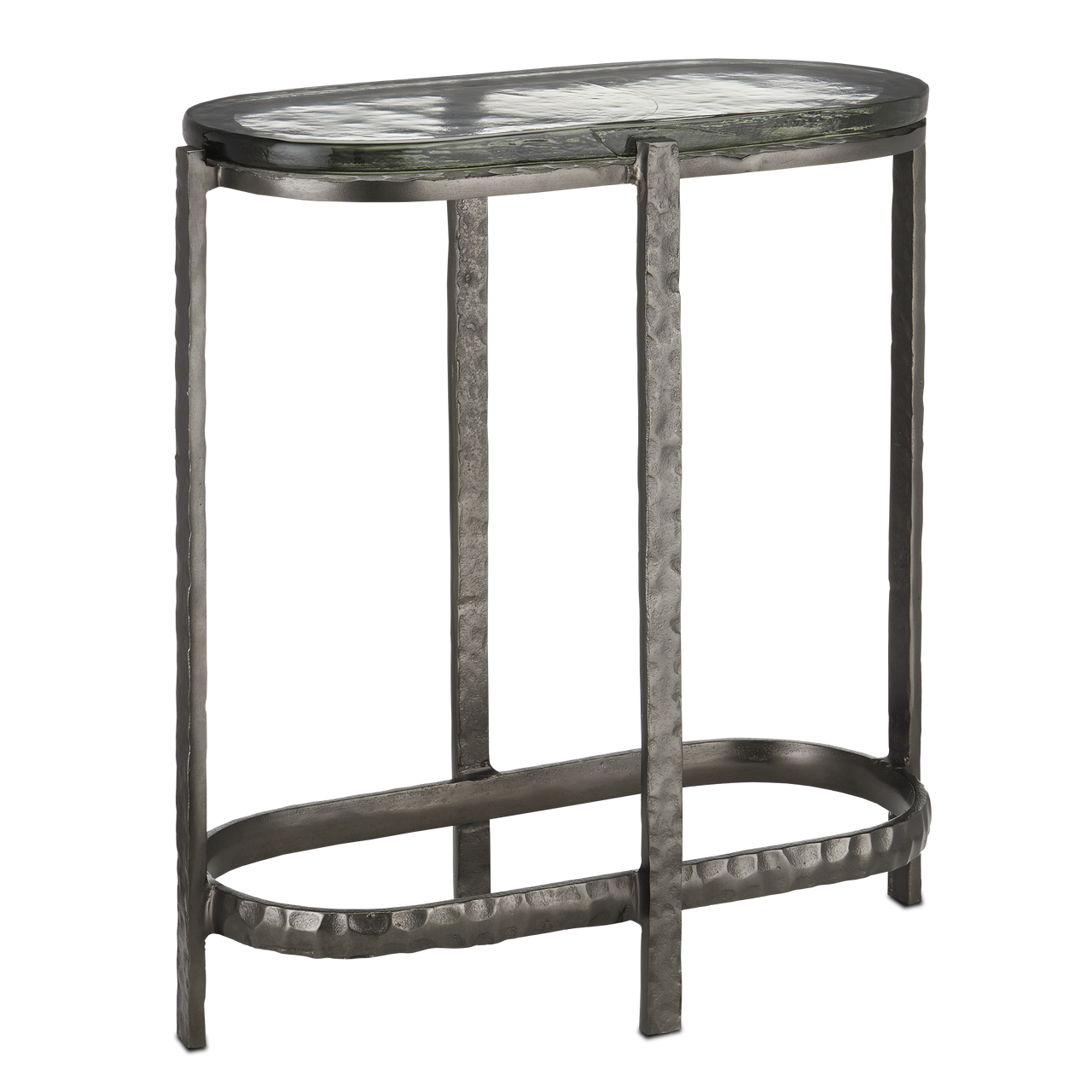 Currey & Co. 21" Acea Graphite Side Table with Cast Glass 4000-0159