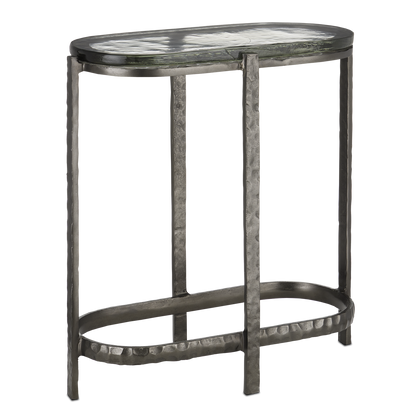 Currey & Co. 21" Acea Graphite Side Table with Cast Glass 4000-0159