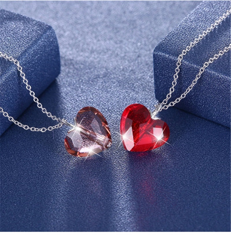 S925 Red Heart Necklace Clavicle Chain