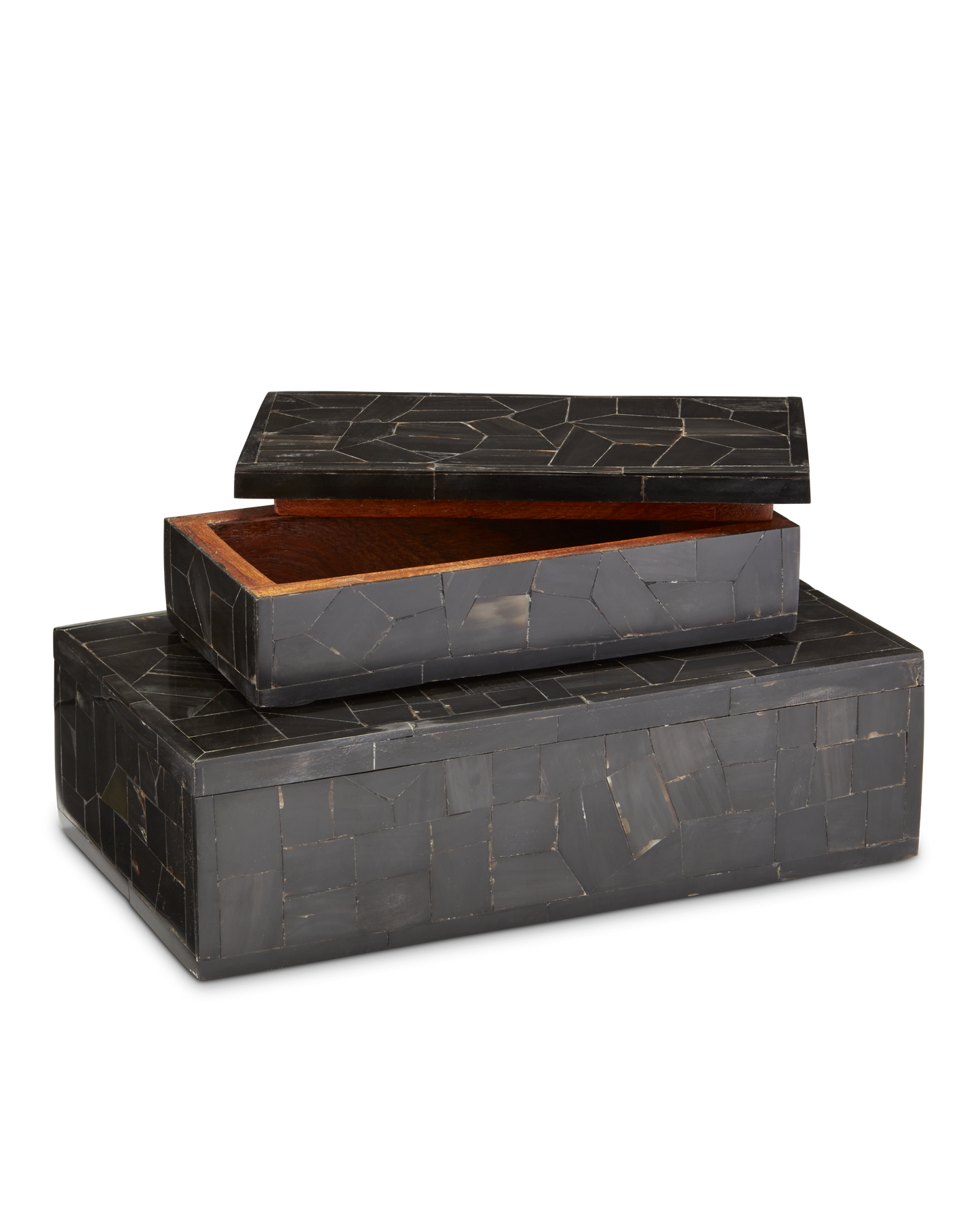 Currey & Co. Black Bone Mosaic Box Set of 2 1200-0452