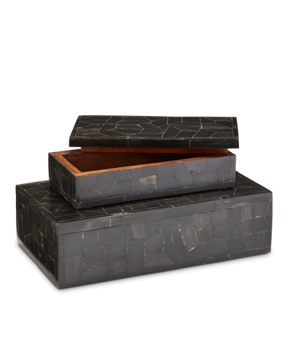 Currey & Co. Black Bone Mosaic Box Set of 2 1200-0452