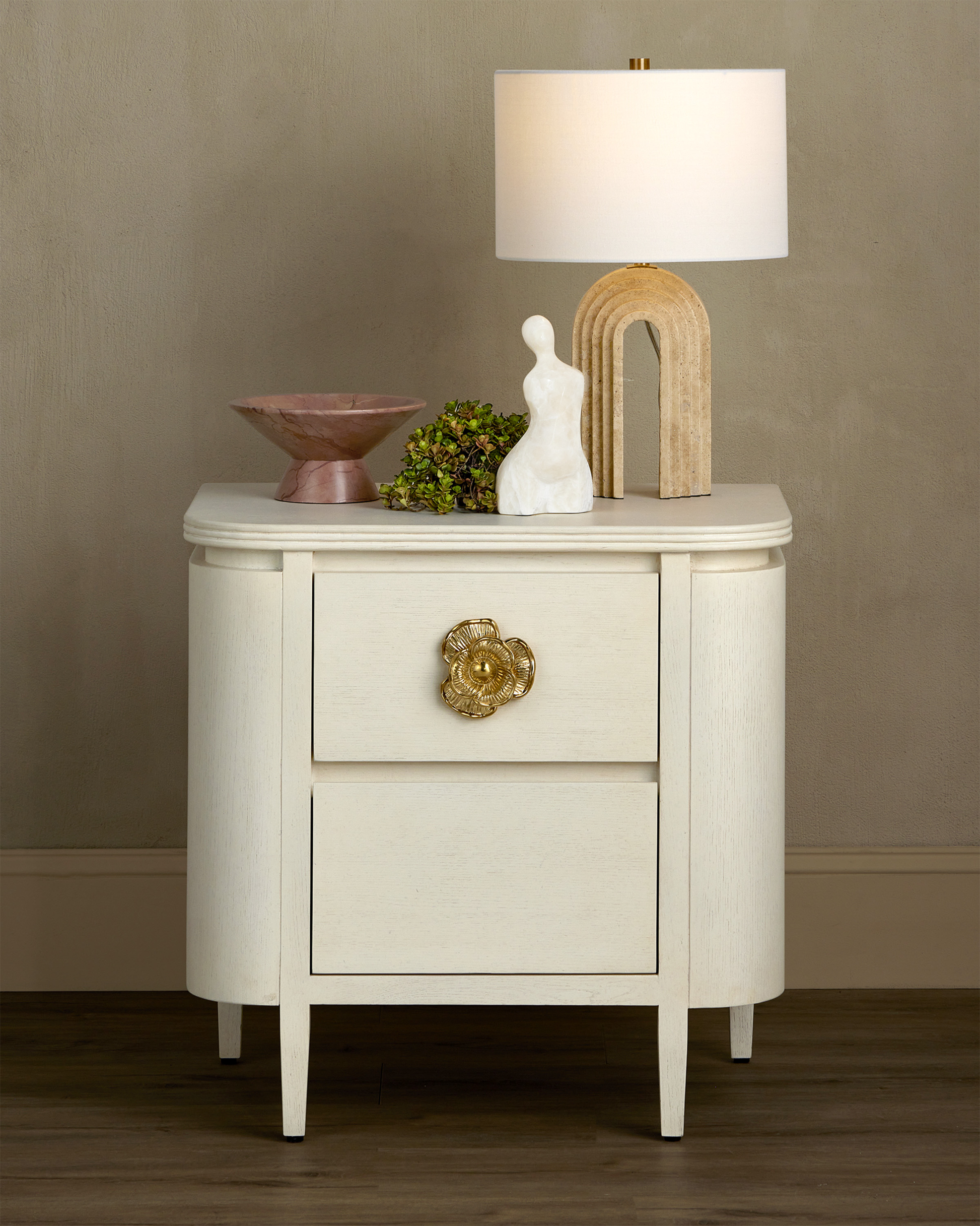 Currey & Co. Briallen White Nightstand 3000-0279