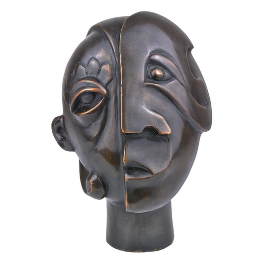 Currey & Co. 7" Cubist Head Bronze 1200-0720