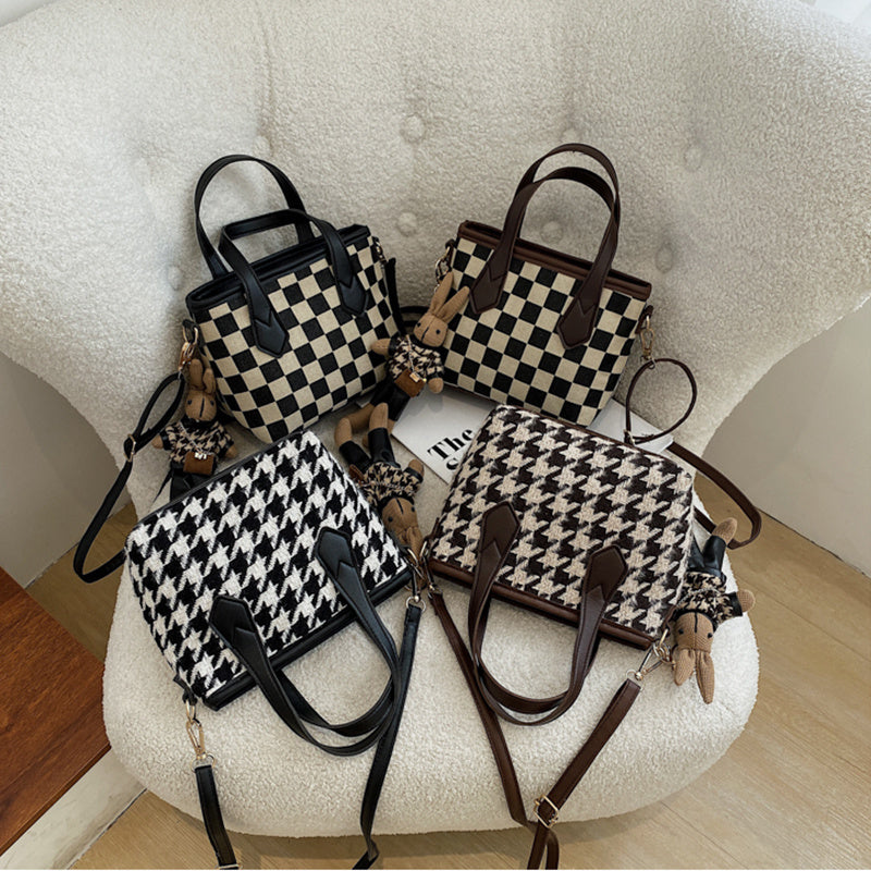 Dahlia Fashion Houndstooth Handbag and Shoulder Bag Checkerboard