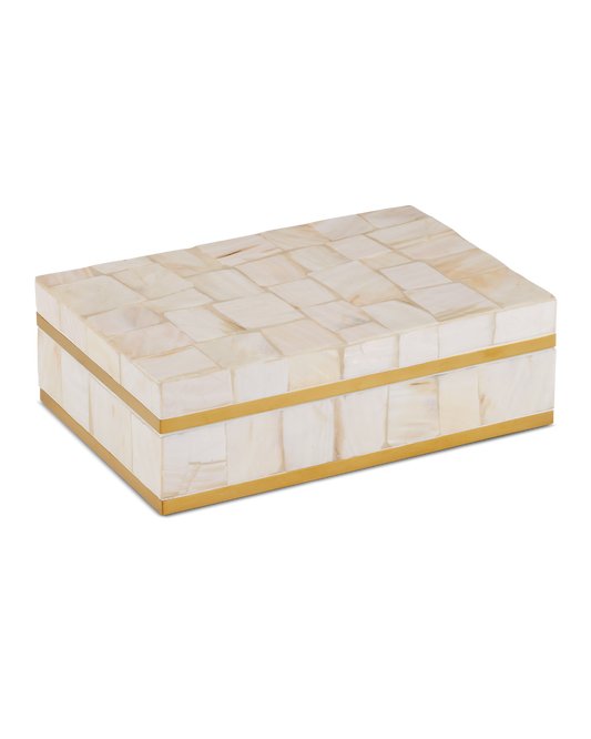 Currey & Co Casey Mother-of-Pearl Box in Natural/White/Polished Brass 1200-0907