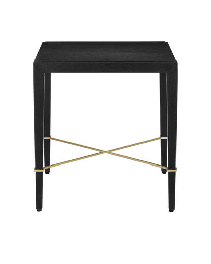 Currey & Co. Verona Black Linen End Table 3000-0296