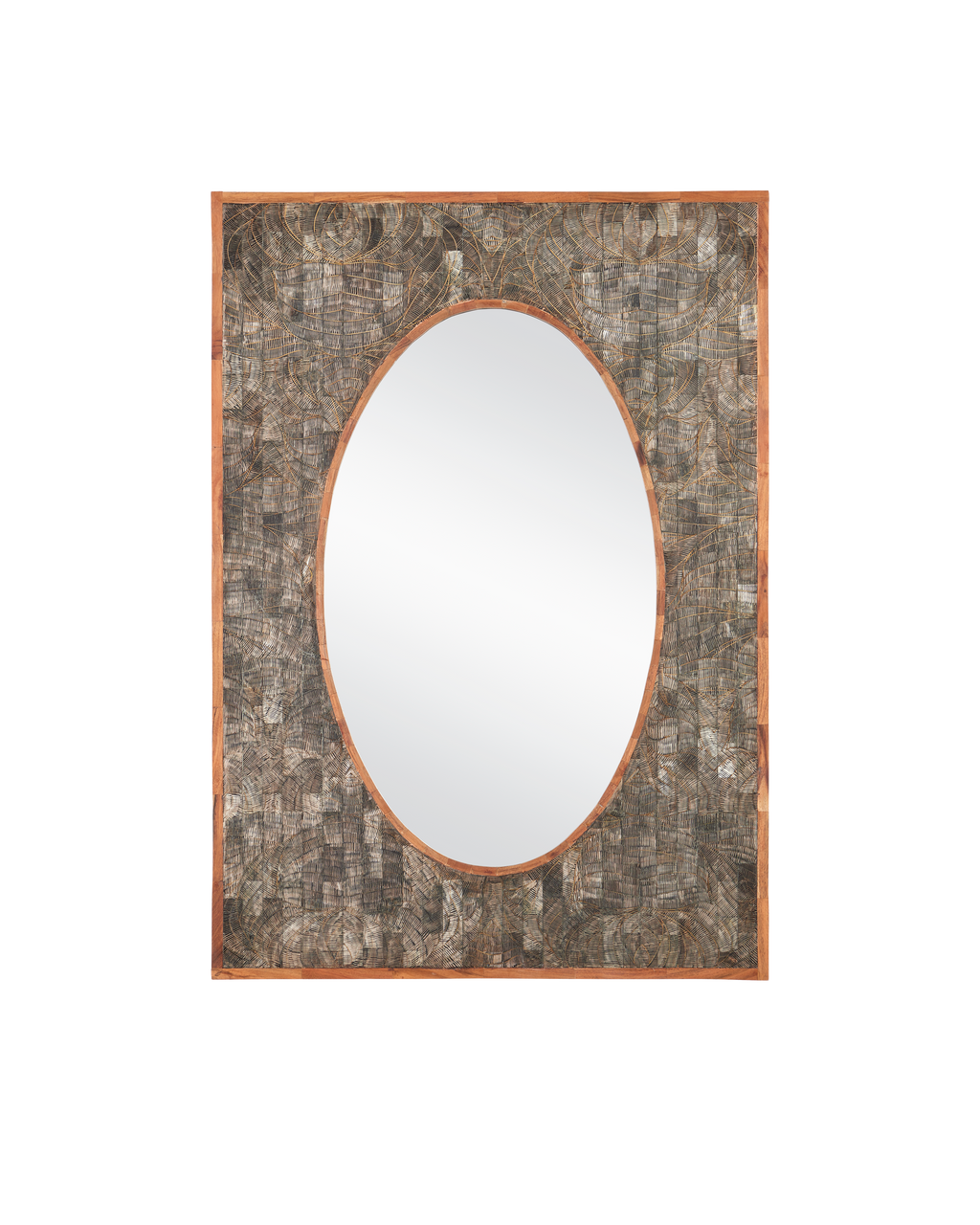 Currey & Co Ebba Rectangular Mirror in Natural/Mirror 1000-0155