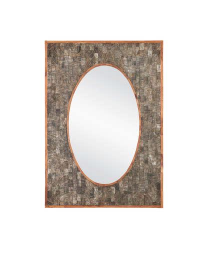 Currey & Co Ebba Rectangular Mirror in Natural/Mirror 1000-0155