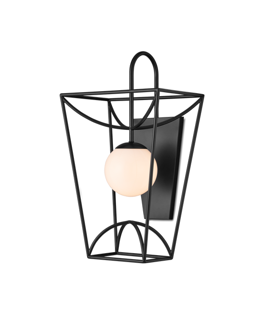 Currey & Co Rochefort Small Wall Sconce in Black/White 5500-0045