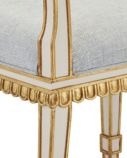 Currey & Co. Upholstered Ines Ivory Dining Chair, Mixology Moonstone 7000-0153